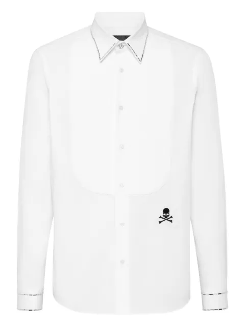 Philipp Plein Tie Cut Crystals shirt White PAECMRP2407PTE004N