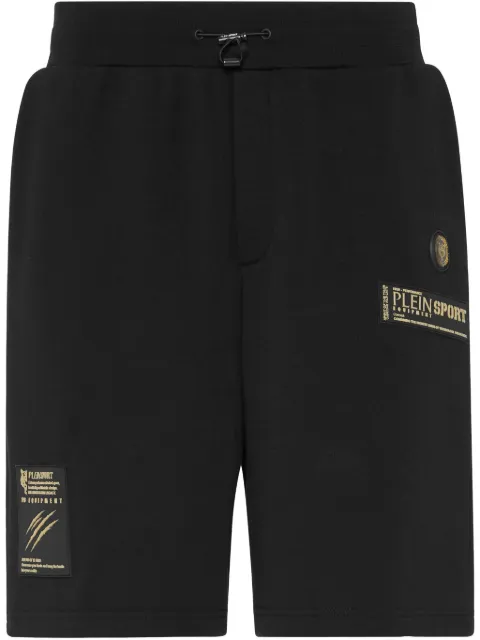 Plein Sport logo-appliqué shorts Black PAECMJT2601STE003N