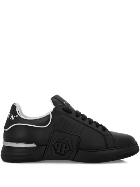Philipp Plein nappa leather sneakers low top Hexagon Black PAESUSC0775PLE005N