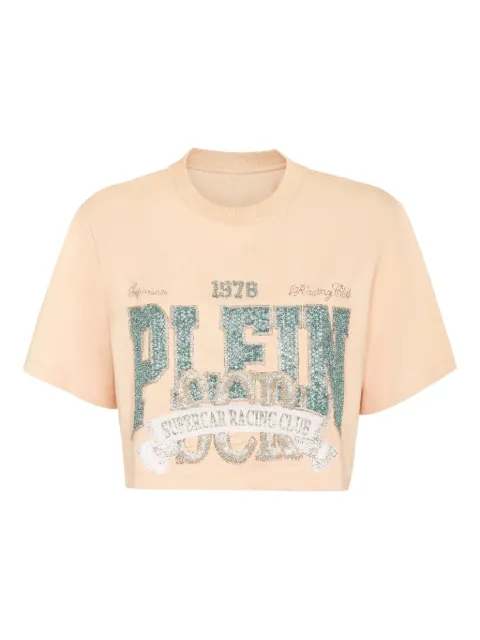 Philipp Plein Vintage-print cropped T-shirt Neutrals PAECWTK3710PJY002N