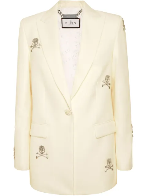 Philipp Plein Skull Strass blazer White PAECWRF0730PTE003N