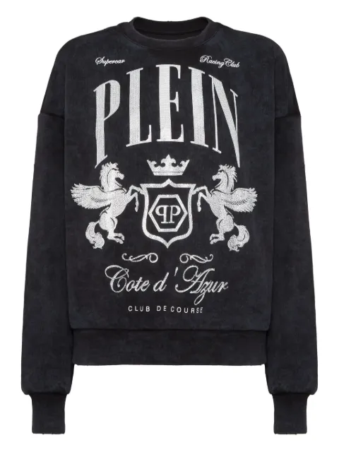 Philipp Plein crystal-embellishment sweatshirt Black PAECWJO1055PTE003N