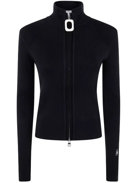 JW Anderson zip-up ribbed cardigan Black KW1353YN0398999