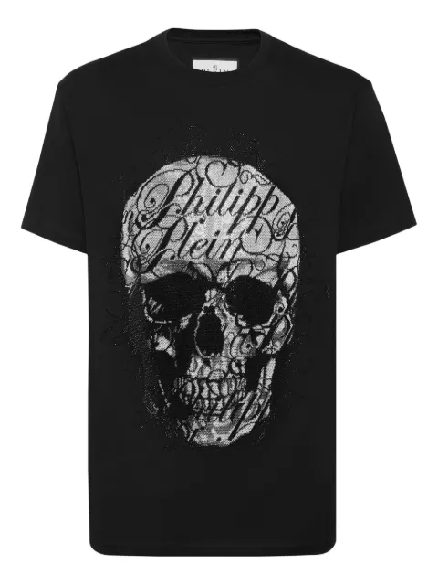 Philipp Plein Skull Coursive-embellished T-shirt Black PAECMTK8253PJY002N