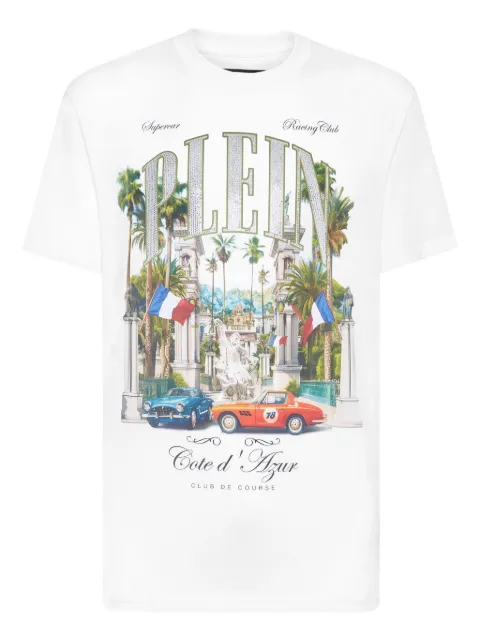 Philipp Plein Club De Course-print T-shirt White PAECMTK8248PJY002N