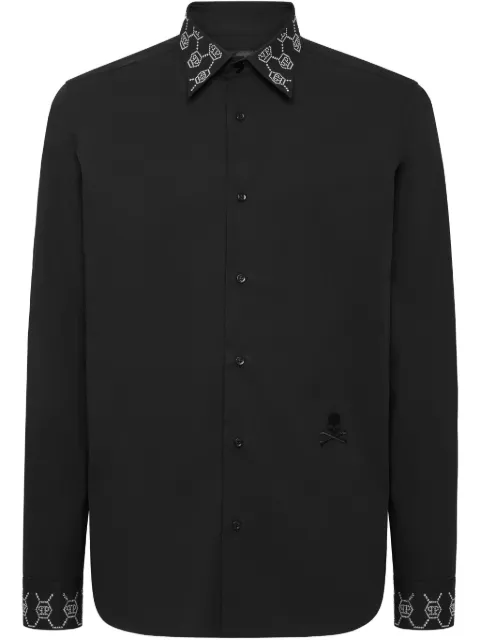 Philipp Plein monogram-embellished shirt Black PAECMRP2406PTE004N