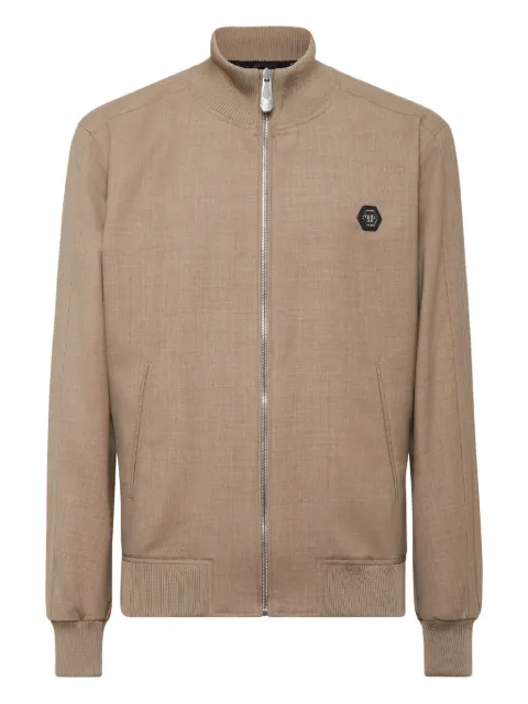 Philipp Plein logo-patch jacket Brown PAECMRB2818PTE076N