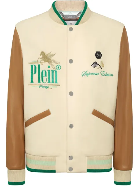 Philipp Plein Racing Club College bomber jacket Neutrals PAECMRB2696PTE076N