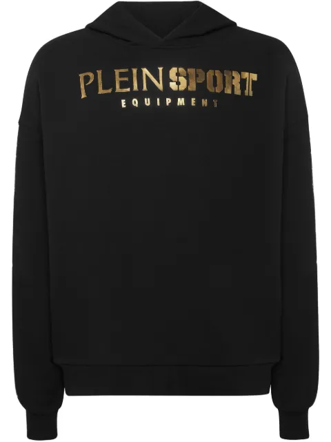 Plein Sport laminated-logo hoodie Black PAECMJB3698STE001N