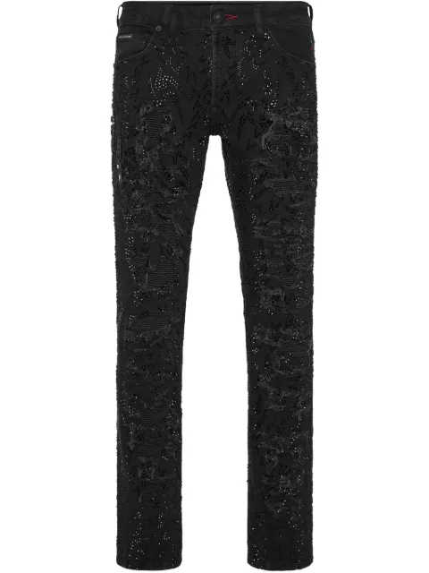 Philipp Plein denim trousers Rock Star strass Black PAECMDT4061PDE004N