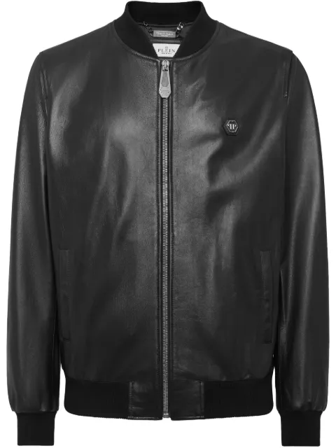 Philipp Plein Skull-motif leather jacket Black PAECMLB1962PLE010N