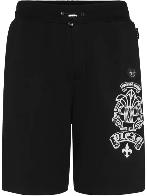 Philipp Plein logo-print track shorts Black PAECMJT2405PJO002N