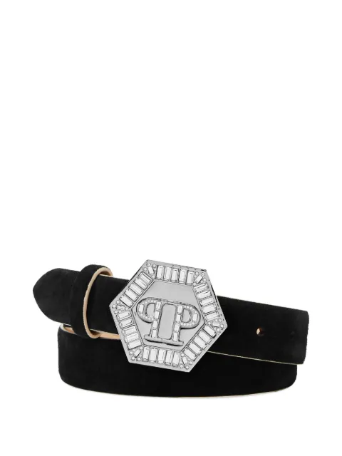 Philipp Plein saffiano leather belt Hexagon Black PAEAWVA0429PLE010N