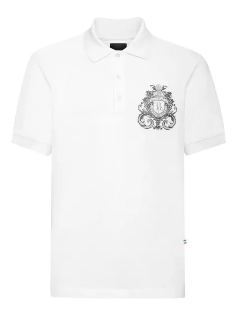 Billionaire emblem-embroidered polo shirt White IAECMRK0103BTE032N