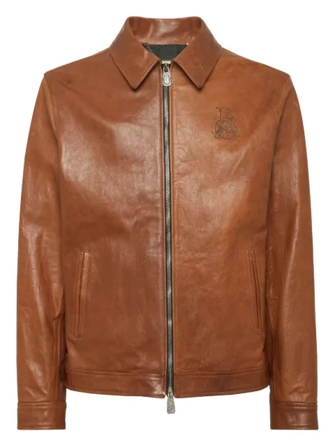 Billionaire logo-embroidered jacket Brown IAECMLB1960BLE001N