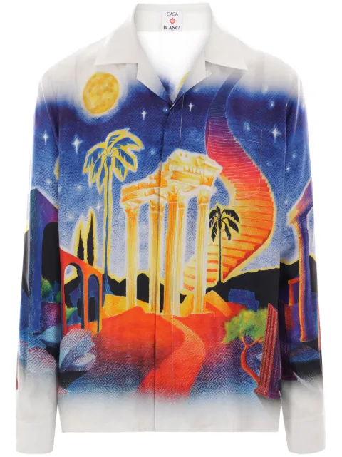 Casablanca Midnight Acropolis silk shirt Blue UMPS25SH006