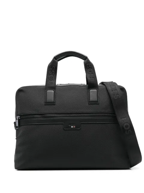 BOSS textured-fabric document case with embossed logo Black 50536181
