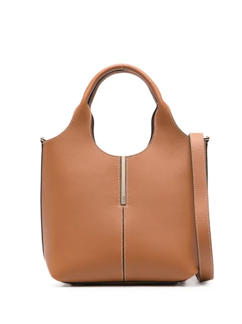 Tod's logo-plate contrast-stitch tote bag Brown XBWEBRF0100UBL