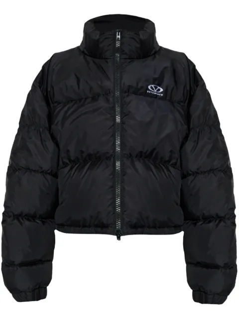 VETEMENTS logo-embroidered puffer jacket Black UA66JA350B