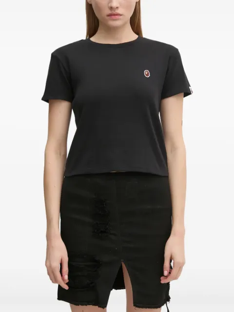 A BATHING APE® logo-embroidered cropped T-shirt Black 001TEK802003L