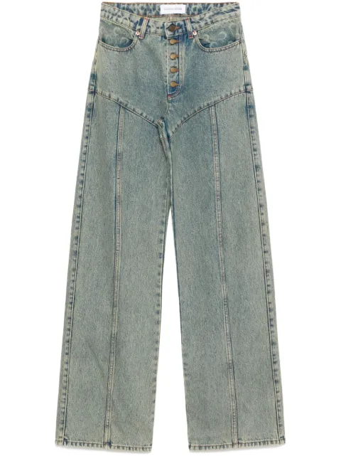 Marine Serre Moon Laser flared jeans Blue WPA126ACDEN0003