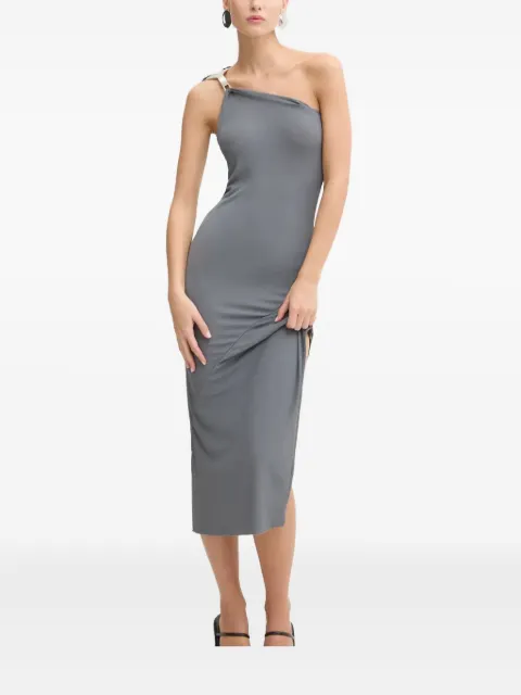 Rick Owens Lilies single-shoulder strap midi dress Grey LI02D5534CVI