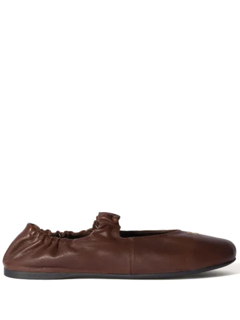 Miu Miu ruffled leather ballet flats Brown 5F340EF005EFX