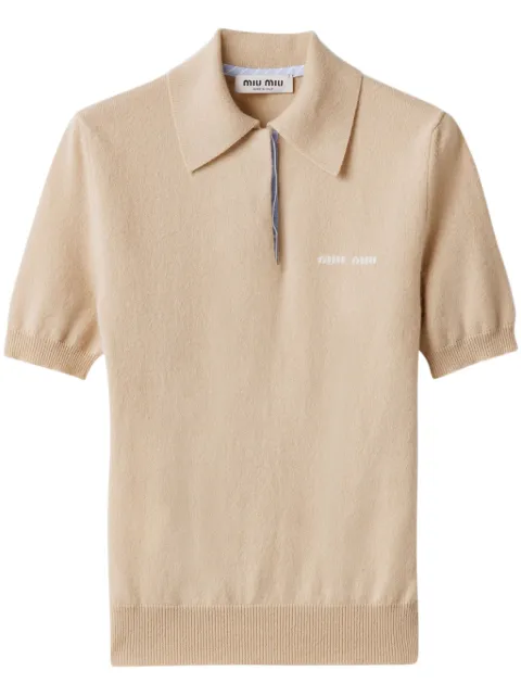 Miu Miu cashmere polo top Neutrals MMLA30SOOO15Z1