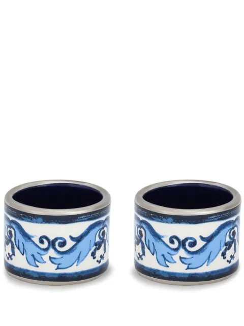 Dolce & Gabbana medium ceramic napkin rings (set of two) Blue TCGS03TCAEM