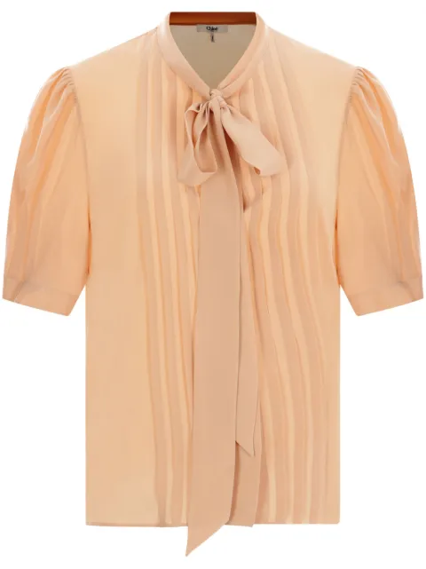 Chloé lavallière crêpe-de-chine blouse Neutrals CH25SHT29125