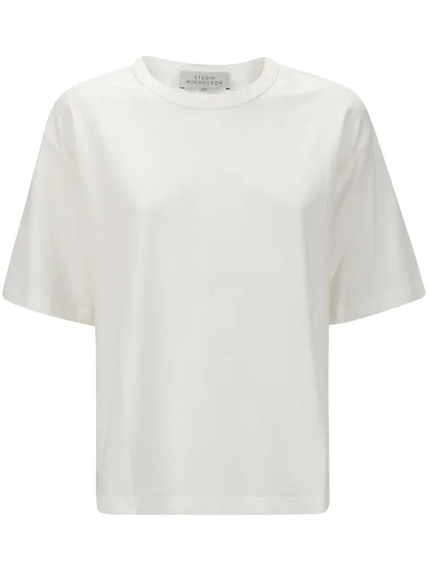 Studio Nicholson jersey T-shirt White LEESNW829MRCRIZEDCOTTONLOGOOPTICWHITE