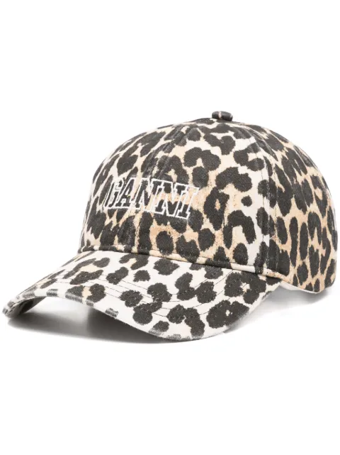 GANNI leopard-print baseball cap Neutrals A6303