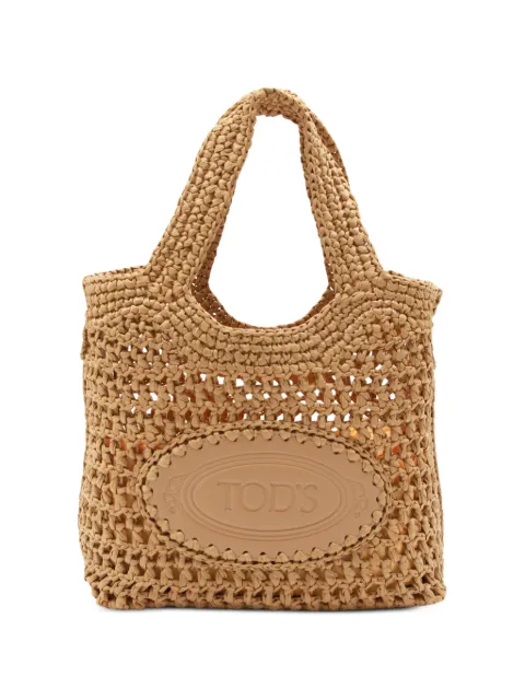 Tod's shopping bag in raffia and leather mini Brown XBWEBLF0100RGM