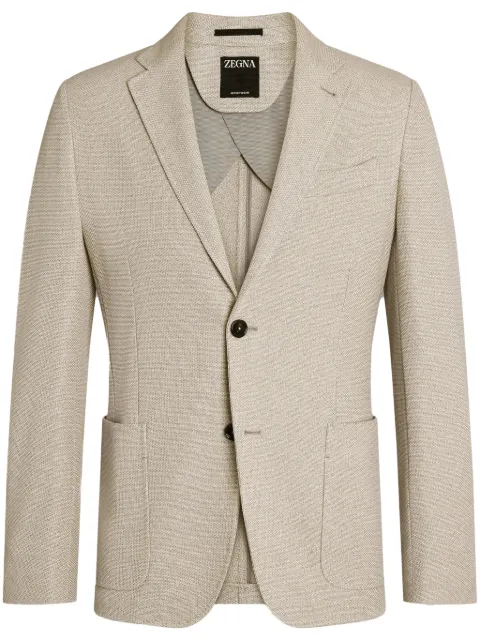 Zegna notch-lapel cotton blazer Neutrals UFC14A9SDF