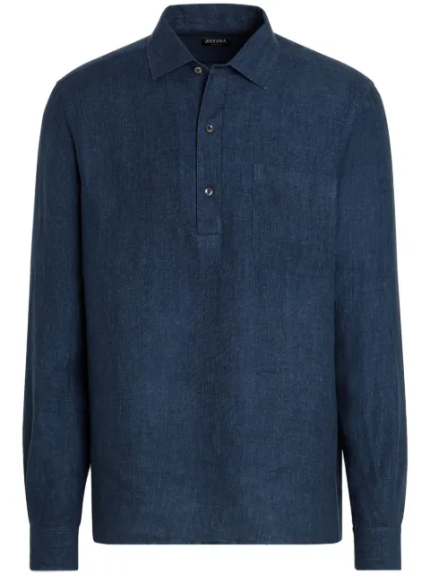 Zegna Oasi Lino shirt Blue UFX51A9SRF13