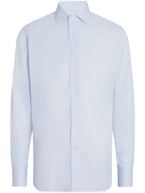 Zegna Micro-checked 300 cotton shirt Blue 902130A99NS0LB