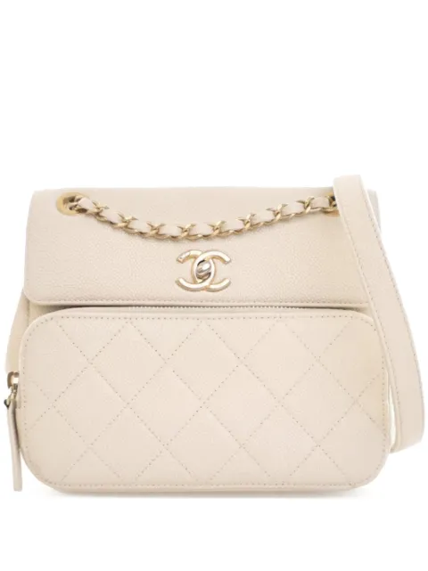 CHANEL Pre-Owned 2019 Caviar Business Affinity Messenger Flap crossbody bag White MN76VW3ASRBKAYT7