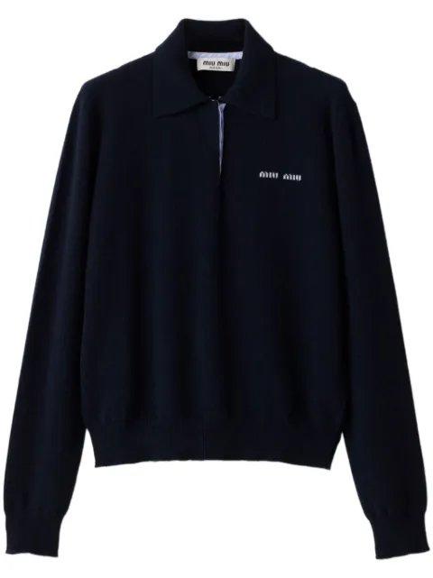 Miu Miu cashmere polo shirt Blue MMLA20SOOO15Z1