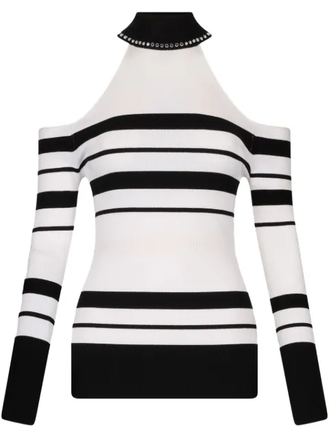 LIU JO striped stud-detail sweater Black WA5233MS99E