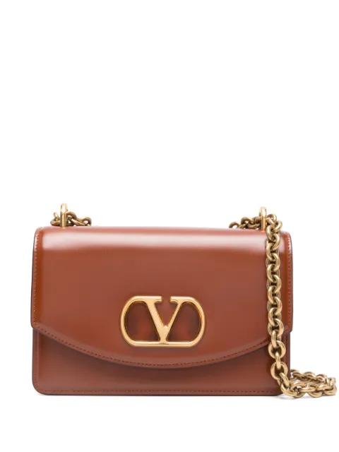 Valentino Garavani Vain small shoulder bag in shiny calfskin Brown WB0R17GCB