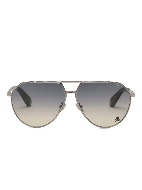 Philipp Plein Eyewear skull-embellished pilot-frame sunglasses Silver AADAMES0241PXV037N