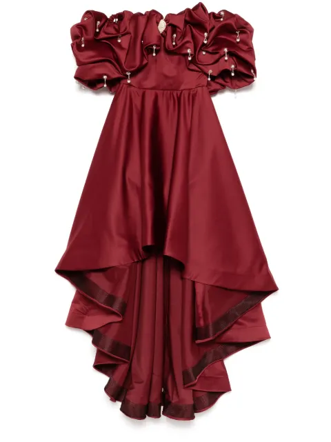 AAVVA off-shoulder puffy gown Red AV1264