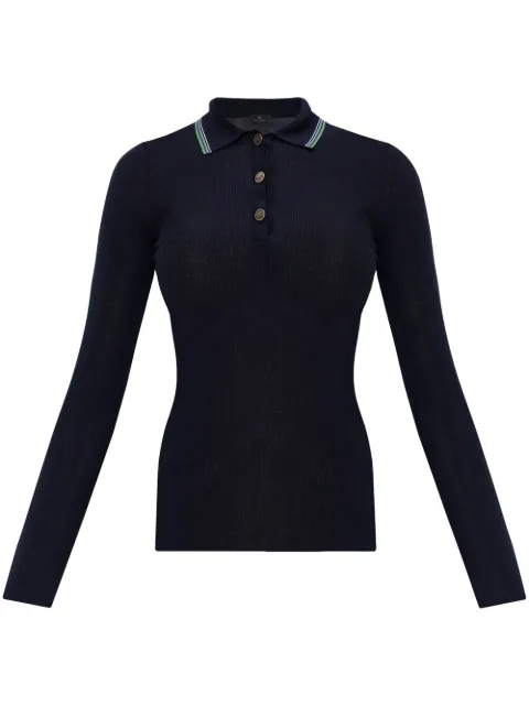 ETRO striped-border polo jumper Blue WRKE0236AL282