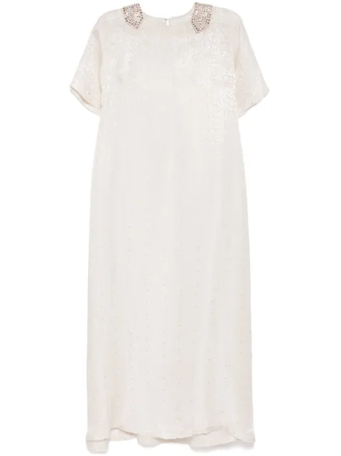 SHATHA ESSA rhinestone collar dress Gold RD2525