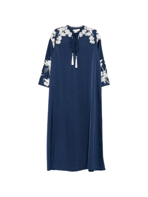 SHATHA ESSA floral-embroidered maxi dress Blue RD2553