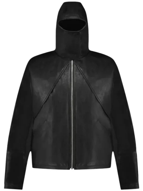 FLÂNEUR leather balaclava jacket Black FNOS100