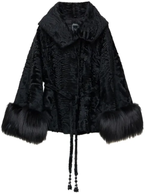 Christian Dior Pre-Owned fur-trim cuff jacket Black CSCR8303