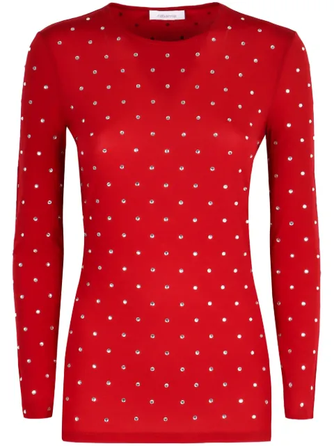 Rabanne crystal-embellished T-shirt Red 24AJTO617