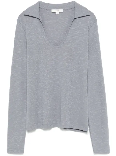 Vince open-neck long-sleeve polo top Blue V040484521