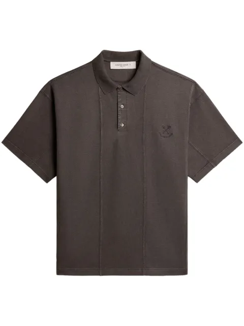 Golden Goose cotton polo shirt in anthracite gray with embroidery Grey GMP01940P001644